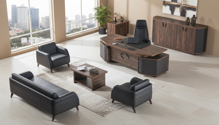 Desk sofas complete study set office furniture suite