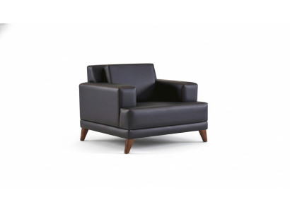 Armchair, black, upholstery, modern, cushion, study, living room, leather, wood.