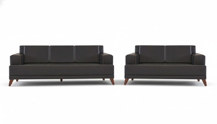 Modern Sofa Set Leather Sofas Black 3-Seater 2-Seater Cushions Pillows
