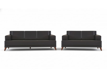 Modern Sofa Set Leather Sofas Black 3-Seater 2-Seater Cushions Pillows