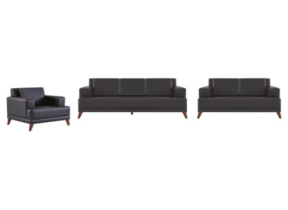 Seating Furniture Sofa Set 3-Seater 2-Seater Armchair Modern Black Leather Sofas