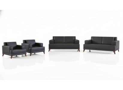 Seating Furniture Set 2-Seater Armchair Black Leather Sofas Modern Sofa Set Upholstery