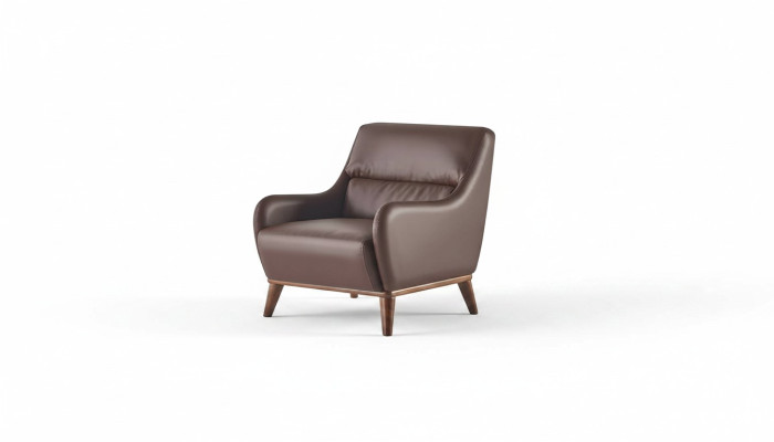 Chair Brown Classic Armchair Seating Furniture 1-Seater Leather Wood Soft