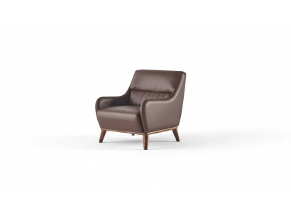Chair Brown Classic Armchair Seating Furniture 1-Seater Leather Wood Soft