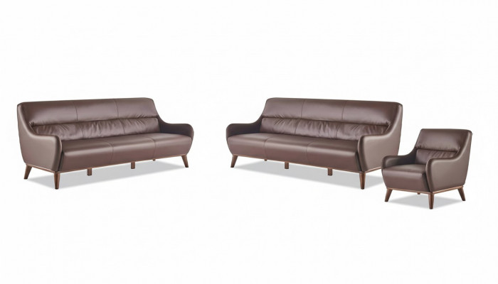 Seating furniture 3-seater armchair brown leather sofas couch recliner classic