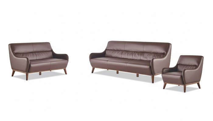 Complete Sofa Set 3-Seater 2-Seater Armchair Brown Classic Leather Couch
