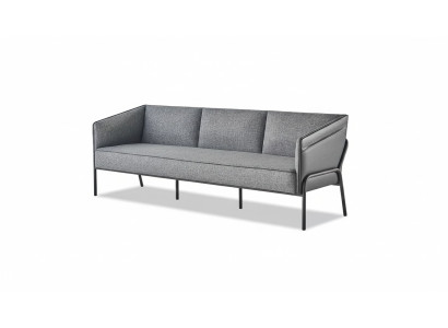 Leather sofa, 3-seater, gray, modern, three-seater, textile, stainless steel, leather