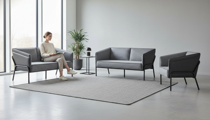 Seating furniture leather sofas reclining armchair 2-seater armchair gray stainless steel leather