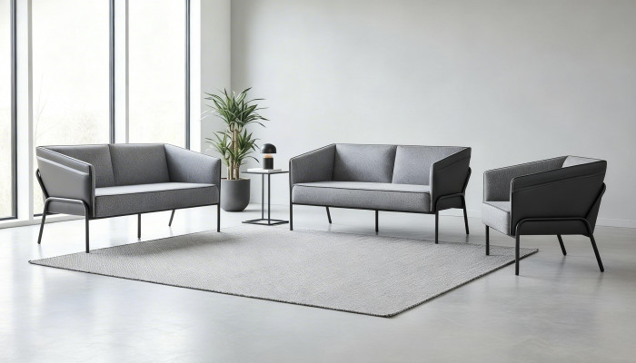 Seating furniture leather sofas reclining armchair 2-seater armchair gray stainless steel leather
