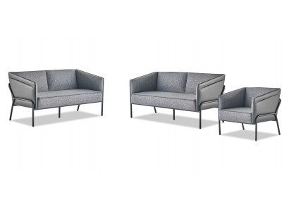 Seating furniture leather sofas reclining armchair 2-seater armchair gray stainless steel leather