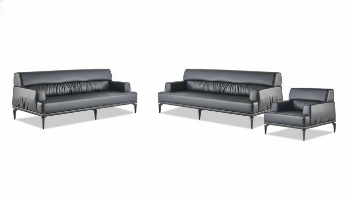 Sofa set leather 3-seater armchair black leather sofas modern