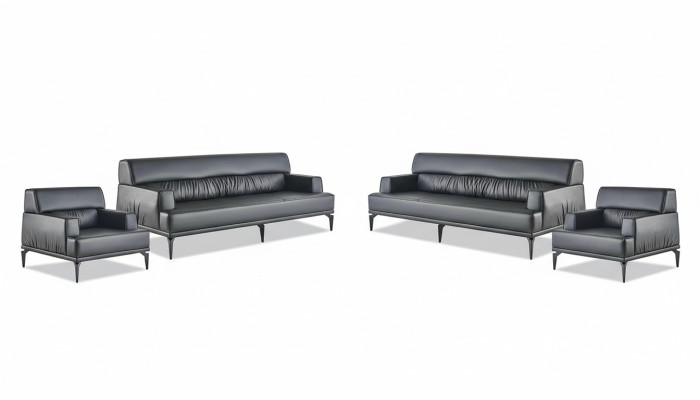 Sofa Set Couch Upholstery Furniture Office Equipment Seating Black Sofa Set 4-piece.