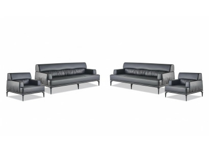 Sofa Set Couch Upholstery Furniture Office Equipment Seating Black Sofa Set 4-piece.