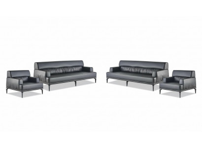 Sofa Set Couch Upholstery Furniture Office Equipment Seating Black Sofa Set 4-piece.