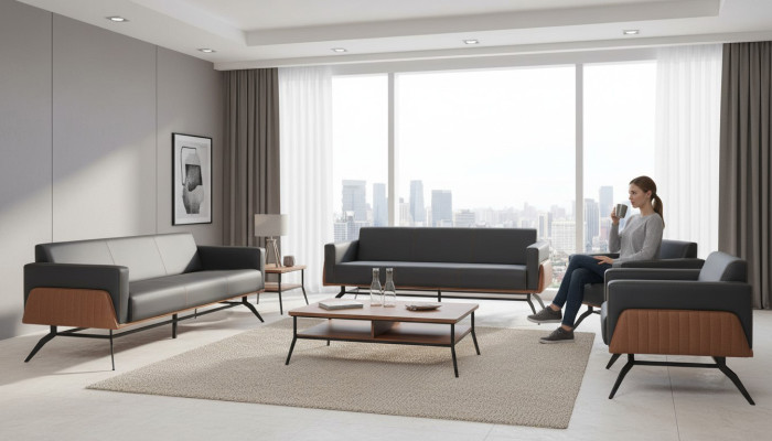 Modern leather sofa set 3-seater armchair black brown sofa set couch leather