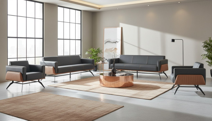 Modern leather sofa set 3-seater armchair black brown sofa set couch leather