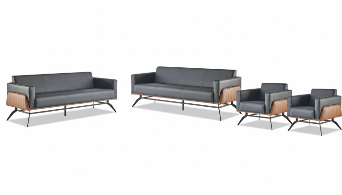 Modern leather sofa set 3-seater armchair black brown sofa set couch leather