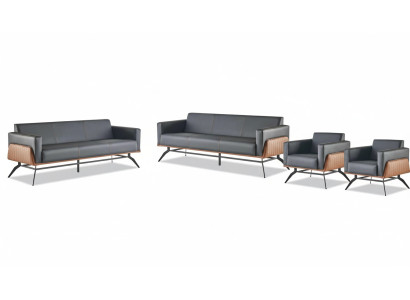 Modern leather sofa set 3-seater armchair black brown sofa set couch leather