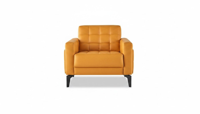 Chesterfield armchair, chair modern soft leather stainless steel wood armrests