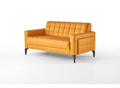 Yellow Couch 2-Seater Sofa Chesterfield Leather Sofa Seating Furniture Two-Seater