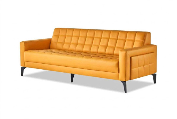 Leather sofa 3-seater Chesterfield modern three-seater couch leather wood
