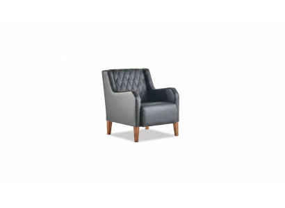 Black armchair, leather, wood, modern, 1-seater, soft seating furniture