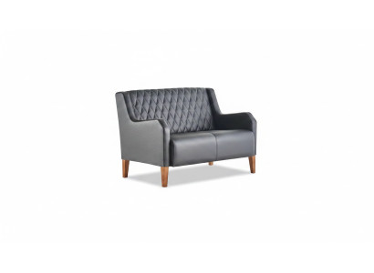 Sofa Black 2-Seater Couch Leather Modern Two-Seater Leather Sofa Wood Soft