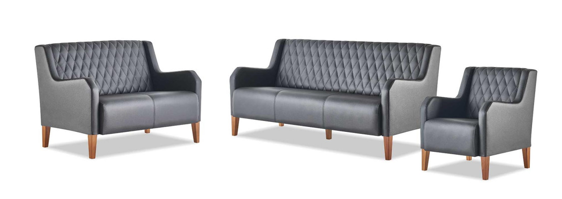 Complete set: 3-seater, 2-seater, armchair, black sofa set, modern sofas