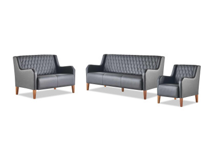 Complete set: 3-seater, 2-seater, armchair, black sofa set, modern sofas