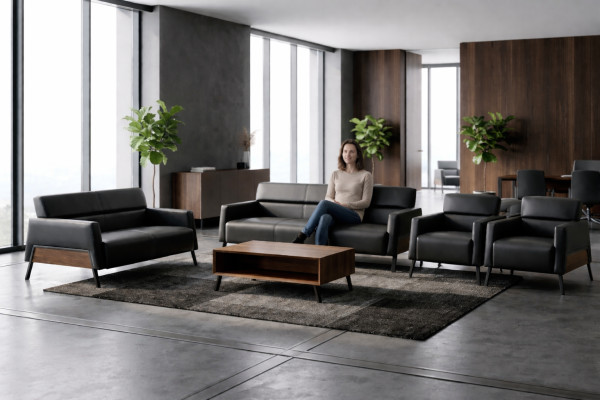 Complete set 3-seater 2-seater armchair black leather reclining chair couch