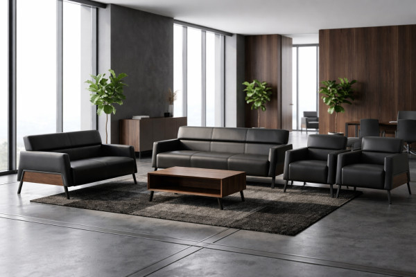 Complete set 3-seater 2-seater armchair black leather reclining chair couch