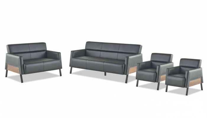 Complete set 3-seater 2-seater armchair black leather reclining chair couch
