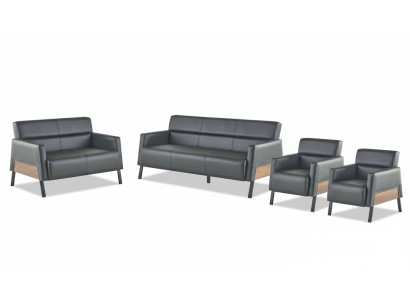 Complete set 3-seater 2-seater armchair black leather reclining chair couch