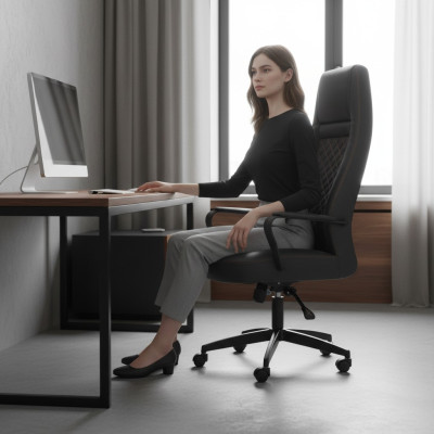 Executive chair black office chair modern leather with wheels study office