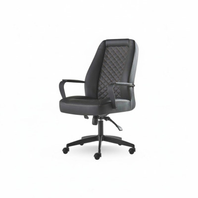 Swivel Office Chair Black With Wheels Modern Leather Wood