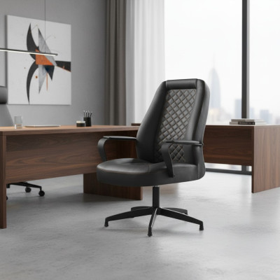 Leather armchair black office chair modern study office armchair leather