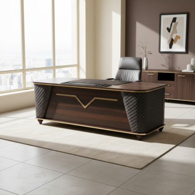 Office desk brown black wood modern style rectangular study office