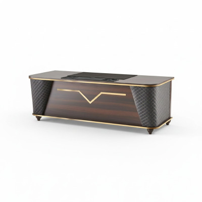 Office desk brown black wood modern style rectangular study office