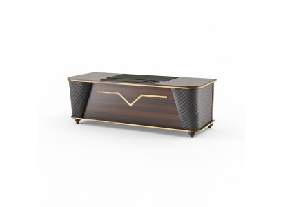 Office desk brown black wood modern style rectangular study office