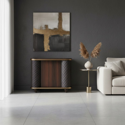 Rectangular Sideboard Brown Black Doors Modern Filing Cabinet
