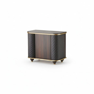 Rectangular Sideboard Brown Black Doors Modern Filing Cabinet