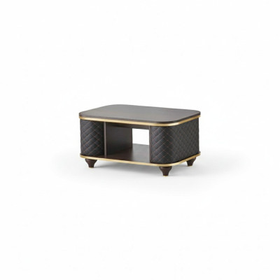 Coffee table brown black modern rectangular shelf office furniture