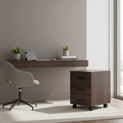 Sideboard drawers office modern rollers rectangular shape brown