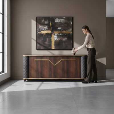 Sideboard Brown Black Two-Tone Modern Doors Study Room Rectangle
