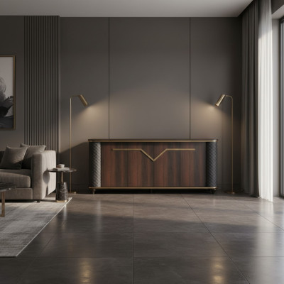 Sideboard Brown Black Two-Tone Modern Doors Study Room Rectangle