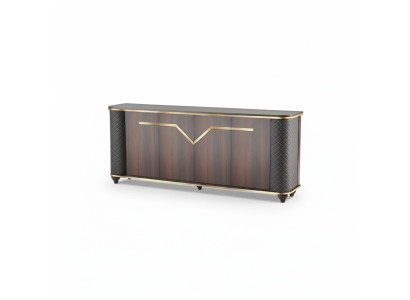 Sideboard Brown Black Two-Tone Modern Doors Study Room Rectangle