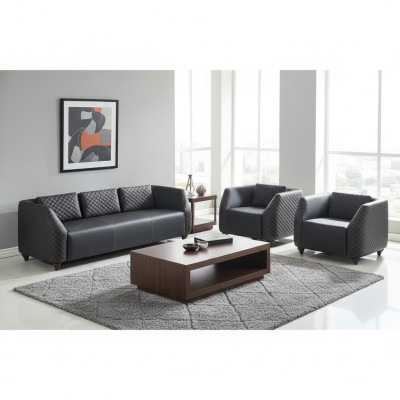 Leather sofas 3-seater armchair black complete couch modern upholstery cushions