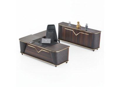 Complete desk office chair sideboard brown black study