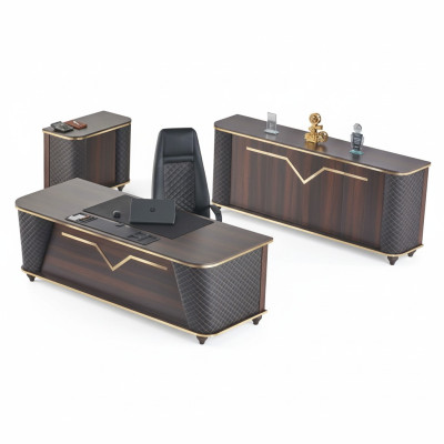Complete office room set: office desk, office chair, sideboard, dresser, wood