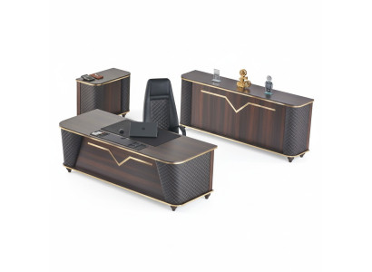Complete office room set: office desk, office chair, sideboard, dresser, wood